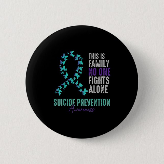 Suicide Prevention Awareness Butterfly Teal Purple 6 Cm Round Badge (Front)