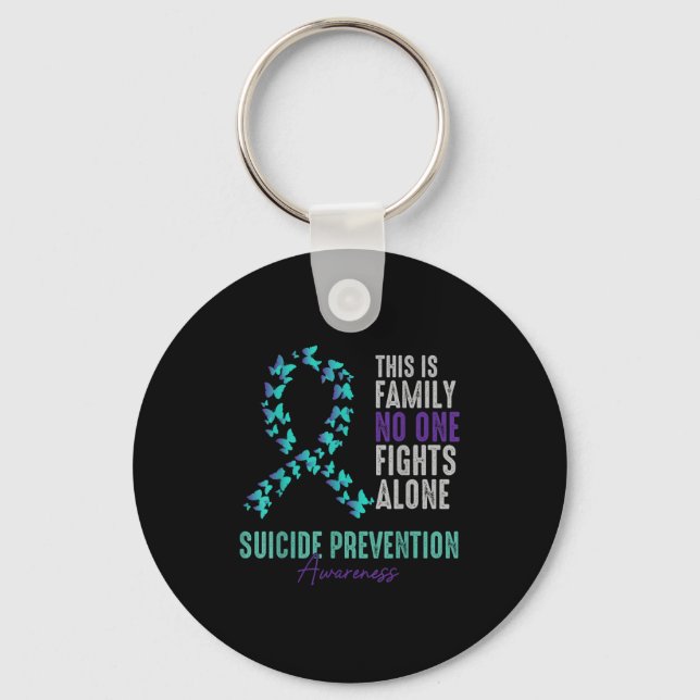 Suicide Prevention Awareness Butterfly Teal Purple Key Ring (Front)