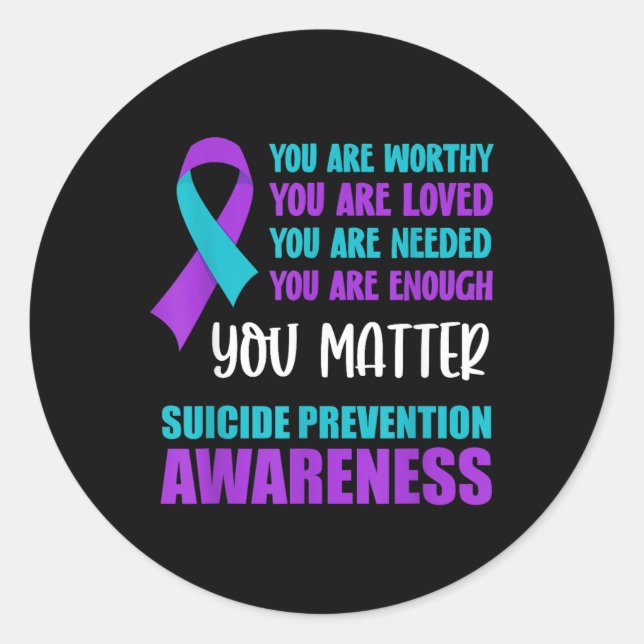 Suicide Prevention Awareness  Classic Round Sticker (Front)