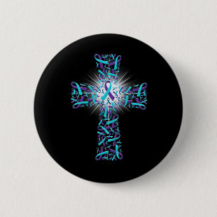 Suicide Prevention Awareness Cross 6 Cm Round Badge