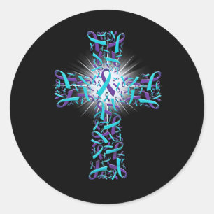 Suicide Prevention Awareness Cross  Classic Round Sticker