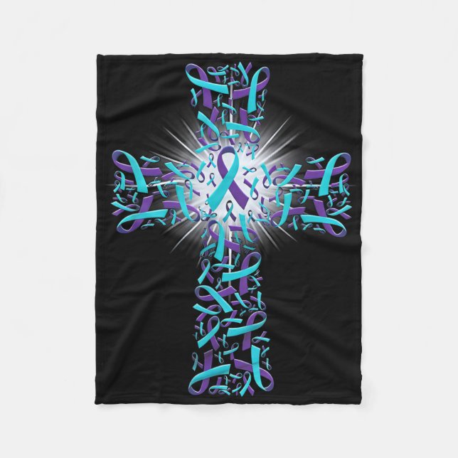Suicide Prevention Awareness Cross  Fleece Blanket (Front)