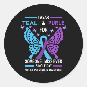 Suicide Prevention Awareness Design I Wear Teal An Classic Round Sticker