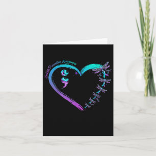 Suicide Prevention Awareness Dragonfly Heart Love Card