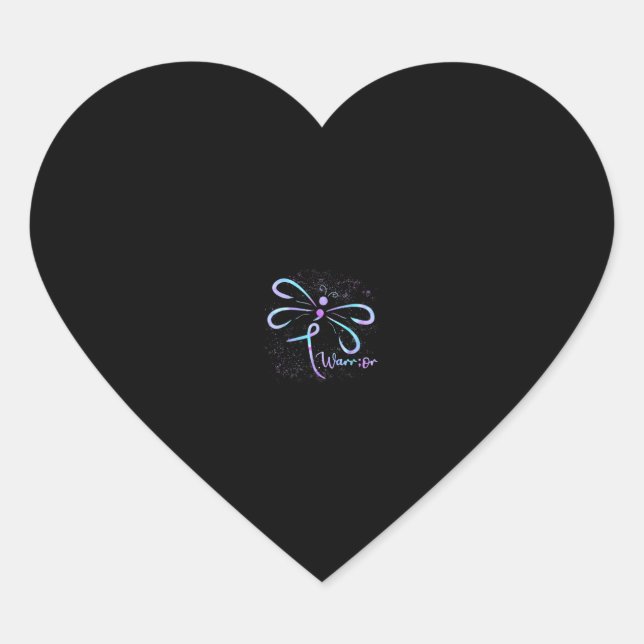 Suicide Prevention Awareness Dragonfly Heart Sticker (Front)