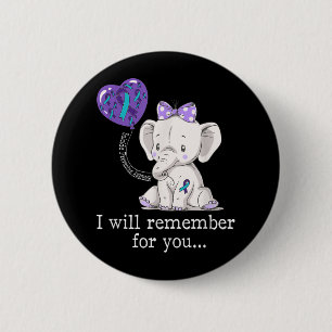 Suicide Prevention Awareness Elephant  6 Cm Round Badge