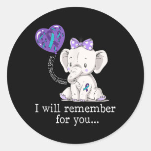 Suicide Prevention Awareness Elephant  Classic Round Sticker