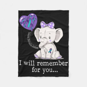 Suicide Prevention Awareness Elephant  Fleece Blanket