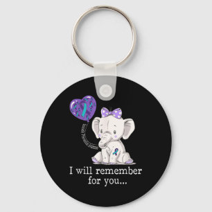 Suicide Prevention Awareness Elephant Key Ring