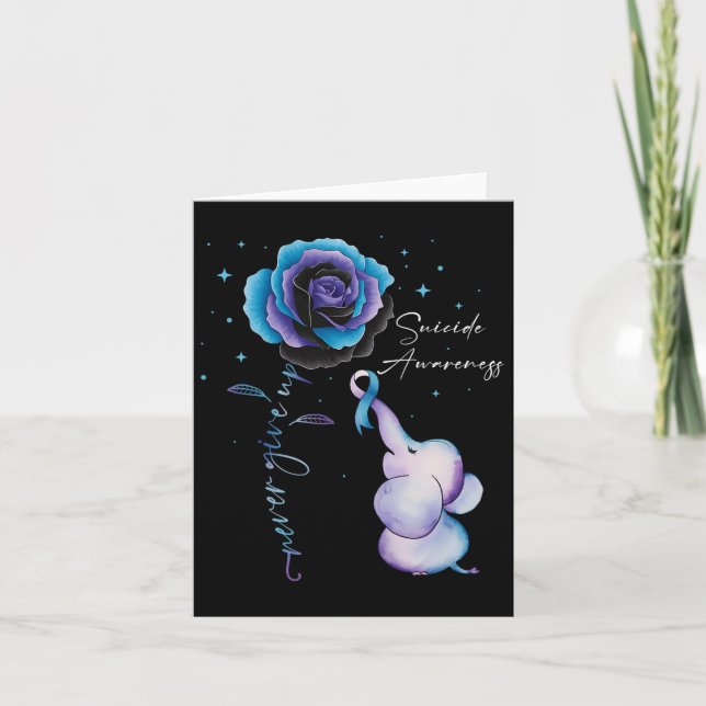 Suicide Prevention Awareness Elephant Sunflower Te Card (Front)