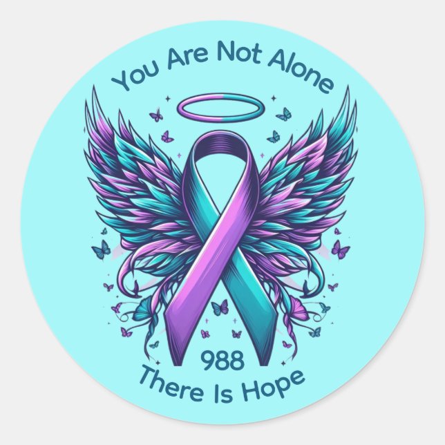 Suicide Prevention Awareness End Stigma 988 Hope Classic Round Sticker (Front)