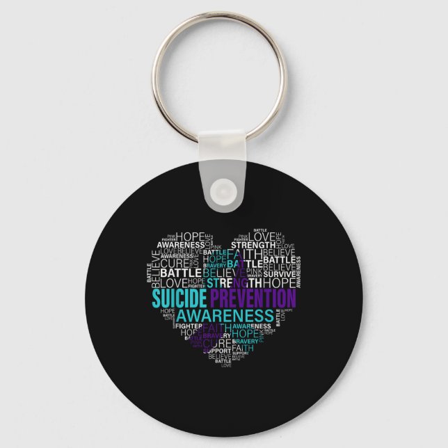 Suicide Prevention Awareness Fight Hope Strong War Key Ring (Front)