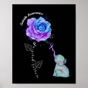 Suicide Prevention Awareness Flower Elephant  Poster