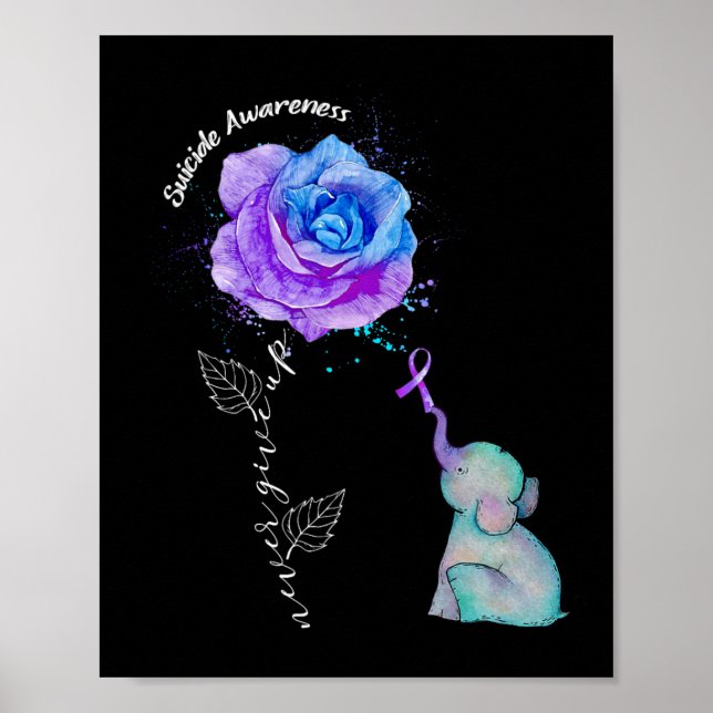 Suicide Prevention Awareness Flower Elephant  Poster (Front)