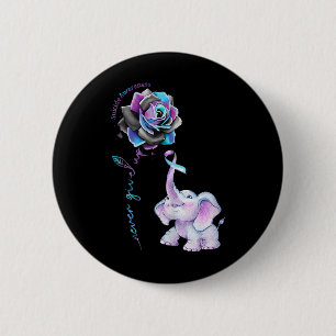 Suicide Prevention Awareness Flower Elephant Ribbo 6 Cm Round Badge