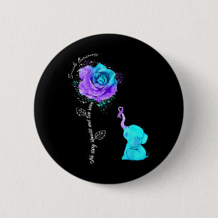 Suicide Prevention Awareness Flower Elephant Ribbo 6 Cm Round Badge