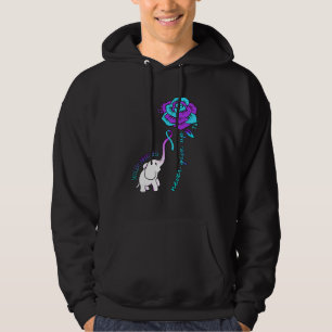 Suicide Prevention Awareness Flower Elephant Ribbo Hoodie