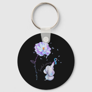 Suicide Prevention Awareness Flower Elephant Ribbo Key Ring