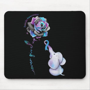 Suicide Prevention Awareness Flower Elephant Ribbo Mouse Mat