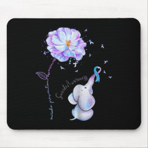 Suicide Prevention Awareness Flower Elephant Ribbo Mouse Mat