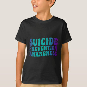 Suicide Prevention Awareness Groovy Teal Purple Ri T-Shirt