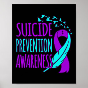 Suicide Prevention Awareness Happy Ribbon Support  Poster