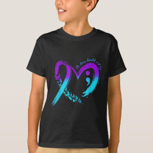 Suicide Prevention Awareness Heart Teal And Purple T-Shirt