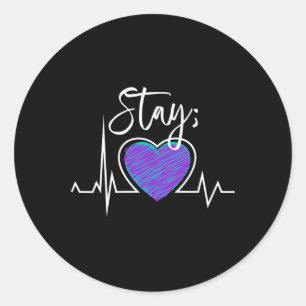 Suicide Prevention Awareness Heartbeat Semicolon S Classic Round Sticker