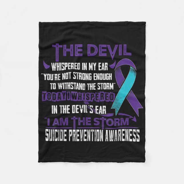 Suicide Prevention Awareness I Am The Storm Devil  Fleece Blanket (Front)
