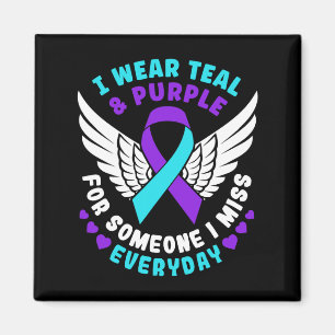 Suicide Prevention Awareness I Wear Teal And Purpl Magnet