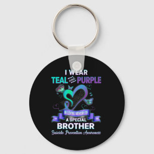 Suicide Prevention Awareness I Wear Teal Purple Fo Key Ring
