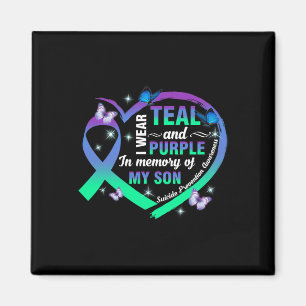 Suicide Prevention Awareness I Wear Teal Purple Fo Magnet