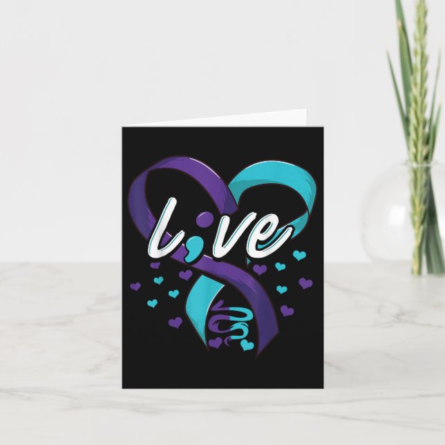Suicide Prevention Awareness Live Love Semicolon M Card (Front)