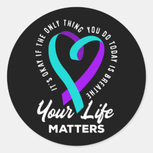 Suicide Prevention Awareness Long Sleeve Artwork Classic Round Sticker