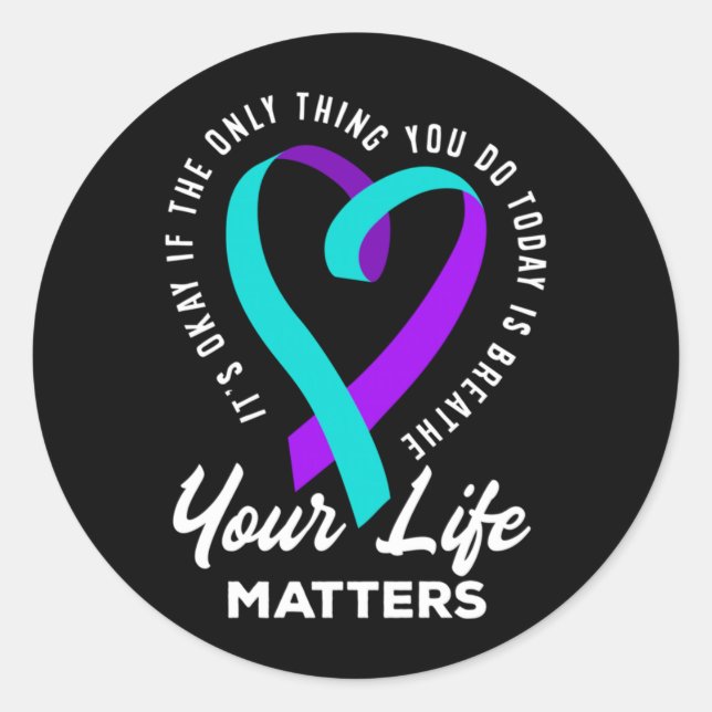 Suicide Prevention Awareness Long Sleeve Artwork Classic Round Sticker (Front)