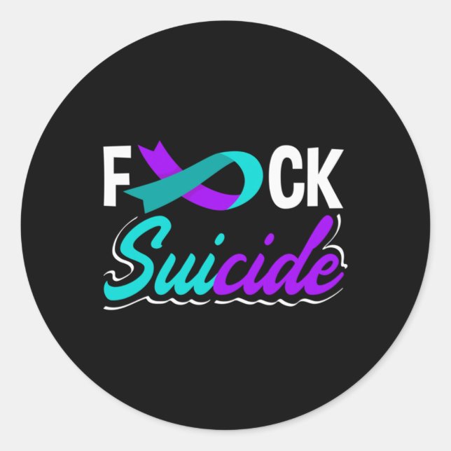 Suicide Prevention Awareness Long Sleeve Classic Round Sticker (Front)