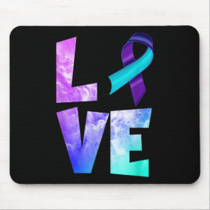 Suicide Prevention Awareness Love Purple Teal Ribb Mouse Mat