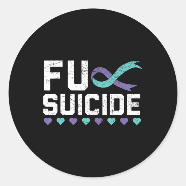 Suicide Prevention Awareness Mental Health Depress Classic Round Sticker (Front)