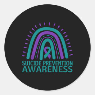 Suicide Prevention Awareness Mental Health Rainbow Classic Round Sticker