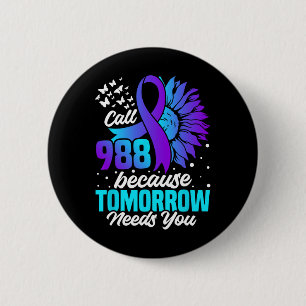 Suicide Prevention Awareness Mental Health Ribbon  6 Cm Round Badge