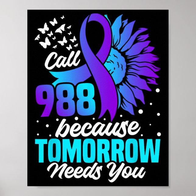 Suicide Prevention Awareness Mental Health Ribbon  Poster (Front)