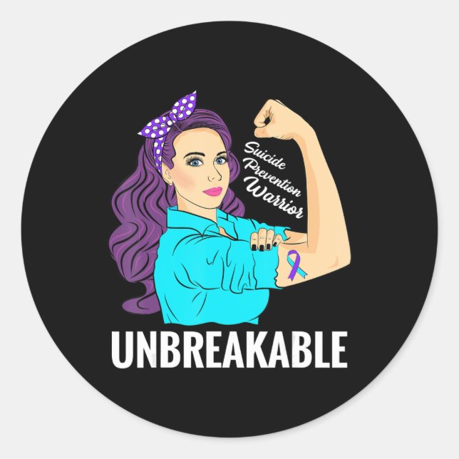 Suicide Prevention  Awareness Mental Health Warrio Classic Round Sticker (Front)