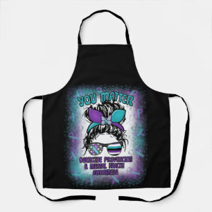 Suicide Prevention Awareness Messy Bun Hair Apron