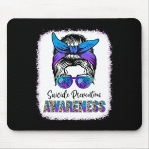 Suicide Prevention Awareness Messy Bun Hair Woman  Mouse Mat
