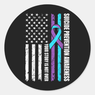 Suicide Prevention Awareness Month Flag Teal & Classic Round Sticker