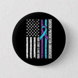 Suicide Prevention Awareness Month Flag Teal And P 6 Cm Round Badge
