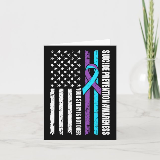 Suicide Prevention Awareness Month Flag Teal And P Card (Front)