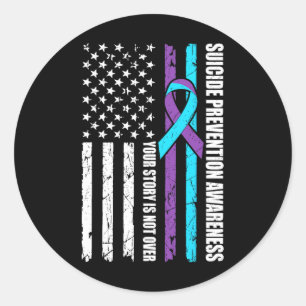 Suicide Prevention Awareness Month Flag Teal And P Classic Round Sticker
