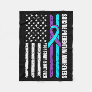 Suicide Prevention Awareness Month Flag Teal Fleece Blanket
