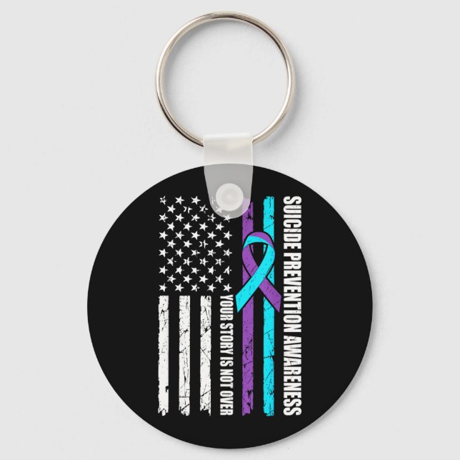 Suicide Prevention Awareness Month Flag Teal Key Ring (Front)